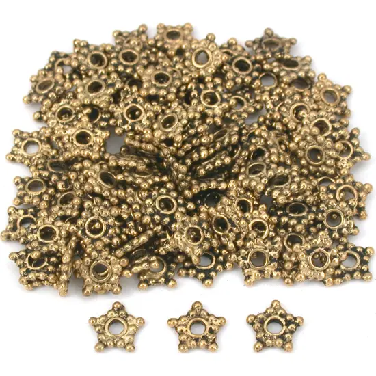 Star Bali Spacer Beads Antq Gold Plate 6.5mm Approx 100 {1}