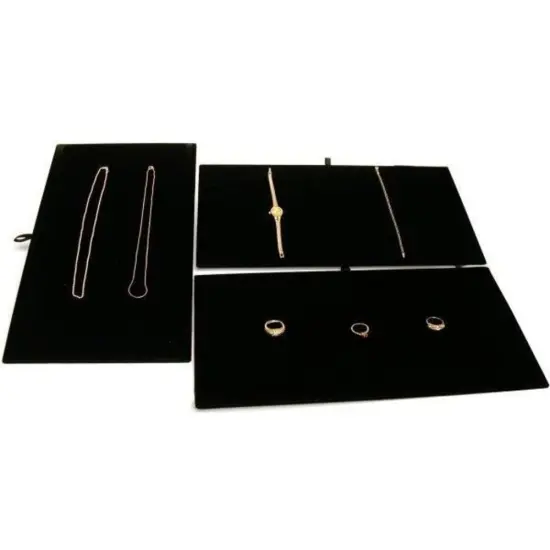 3 Black Velvet Jewelry Chain Display Pad Showcase Tray Inserts 14 1/8" {1}