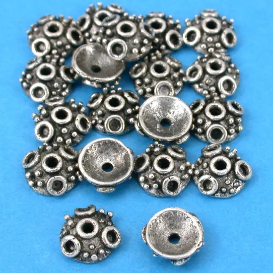 Bali Bead End Caps Antique Silver Plated 10mm Approx 18 {1}