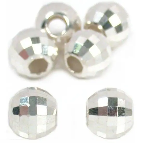 6 Mirror Beads Faceted Silver Beading Jewelry Parts 8mm {1}