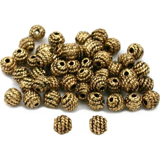 Round Bali Beads Antique Gold Plated Jewelry Approx 50 {1}