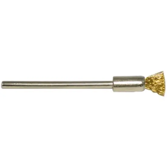 Crimped Brass Wire End Brush, 1/4" Trim, 3/16" Diameter 3/32" Shank {1}