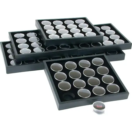 6 16 Black Gem Jars Display & Stackable Tray {1}