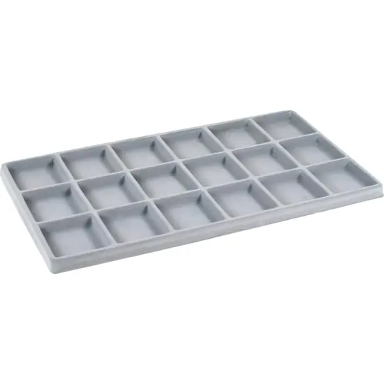 Black Glass Top Jewelry Case w/ 1 Gray 18-Slot Plastic Tray (Single metal latch) {3}
