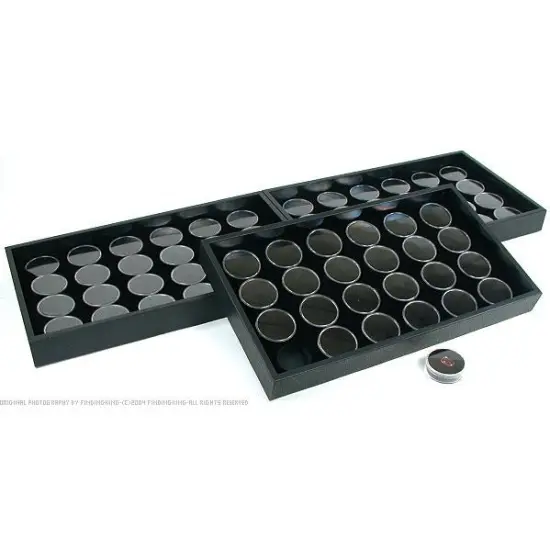 3 24 Black Gem Jars Display Inserts & Travel Trays {1}
