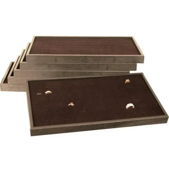 6 72 Slot Black Ring Display Box Trays Case Fixture {1}