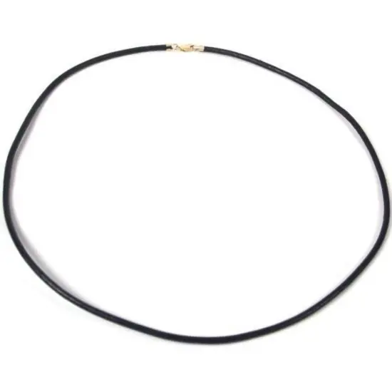 Black Leather Cord Necklace Jewelry 14K Gold Clasp 16" 2 Pack {1}