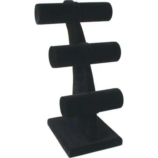 Glass Top Jewelry Case W/ Ring Foam Tray Insert & Velvet 3-Tier T-Bar Kit 3 Pcs {3}
