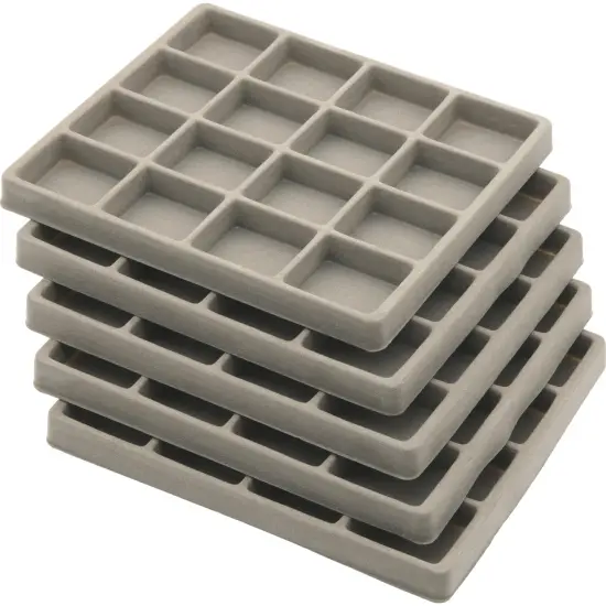 5 Gray 16 Slot 1/2 Size Jewelry Display Tray Inserts New {1}