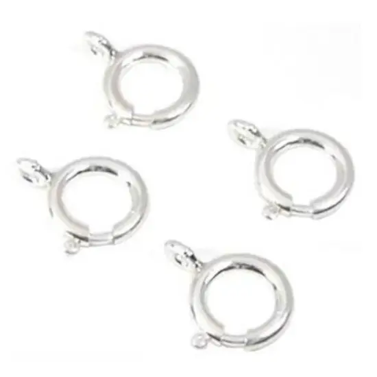 4 Spring Ring Clasps Sterling Silver Findings 9mm {1}