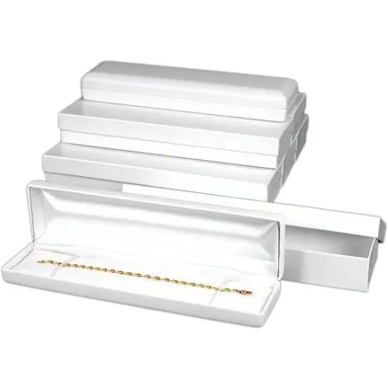 12 White Leather Bracelet Watch Gift Boxes Showcase Displays {2}