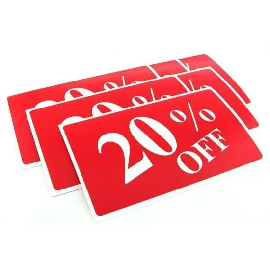 6 20% Off Display Signs Showcase Window Sale Message {1}