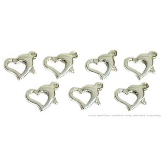 7 Sterling Silver Lobster Floating Heart Clasps 11mm {1}