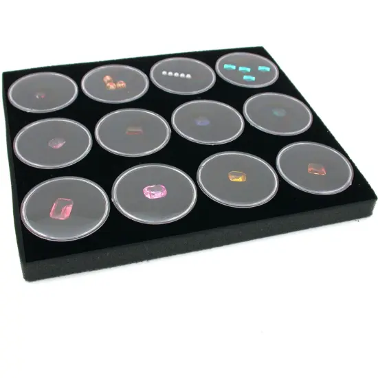 Black Open Square Stackable Jewelry Display Tray w/ Black Foam 12 Gem Jar Insert {3}