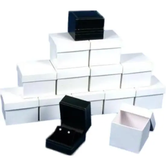 12 Earring Boxes Black Leather Showcase Jewelry Display {1}