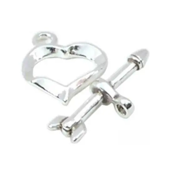 Sterling Silver Heart Toggle Clasp Bracelet Necklace {1}