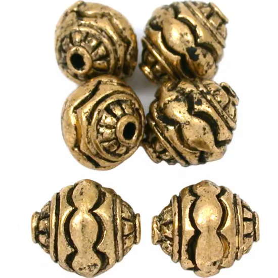Bali Bicone Beads Antique Gold Plated 10.5mm Approx 6 {1}