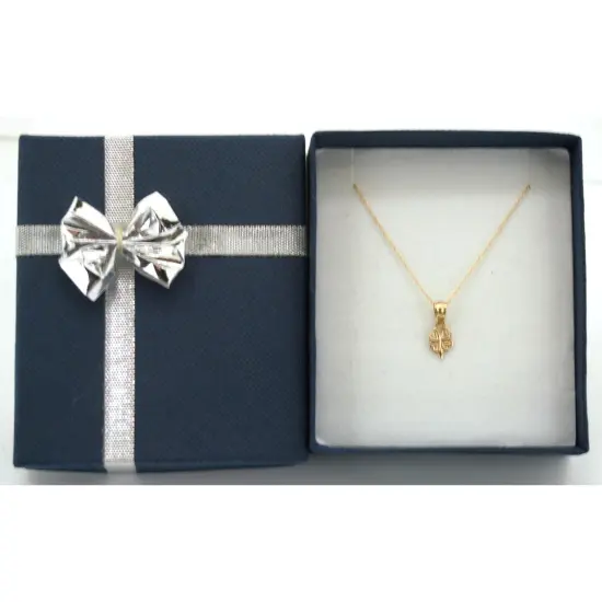 14K Yellow Gold Four Leaf Clover Charm with 18" Cable Chain & Gift Box {1}