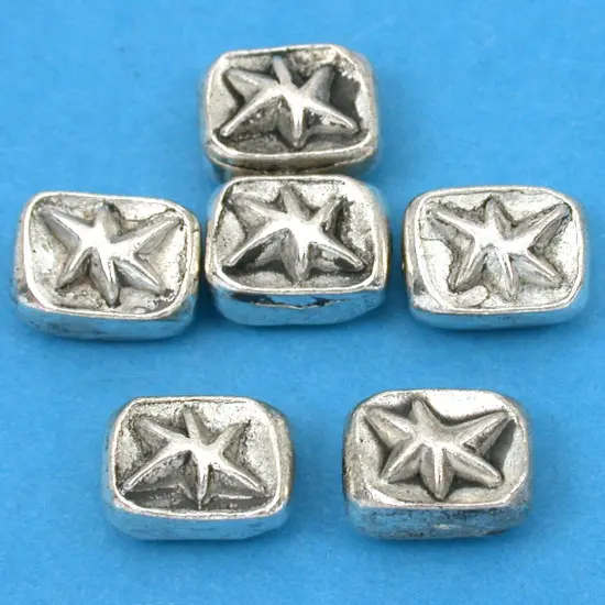 15g Star Rectangle Bead Antq Silver Plate 11mm Approx 6 {1}