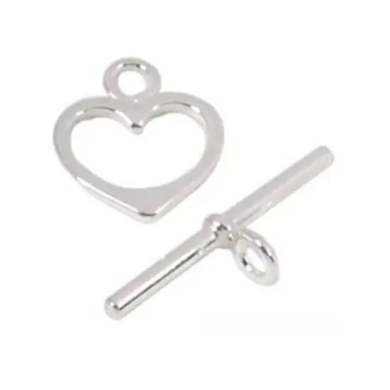 Sterling Silver Heart Toggle Clasp Bracelet Part {1}