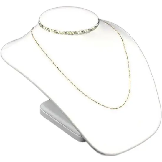White & Silver Leather Bust Necklace Jewelry Display {1}