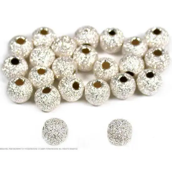 24 Silver Stardust Beads Jewelry Beading Sterling 4mm {1}