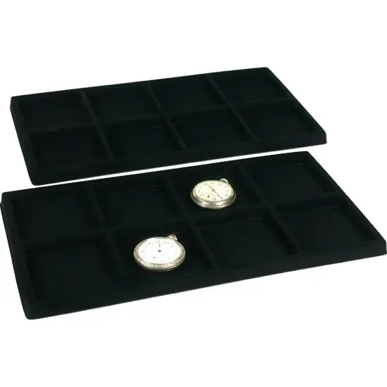 2 Black 8 Slot Pocket Watch Jewelry Display Case Tray Inserts {1}