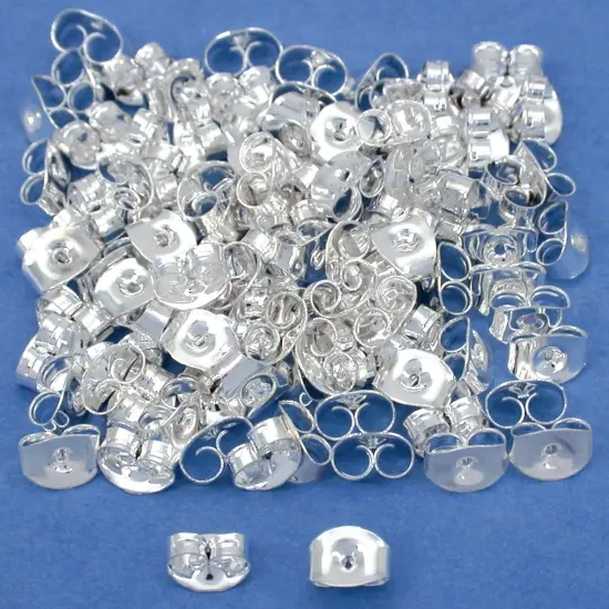 100 Real Silver Plated Medium Earring Backs Earnuts New {1}