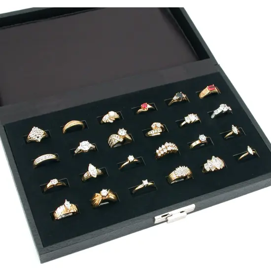 2 Black Travel Ring Case Jewelry Display Locking Trays {5}