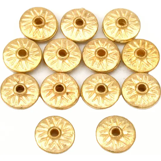 15g Fluted Saucer Beads Gold Plated 11mm Approx 14 {1}