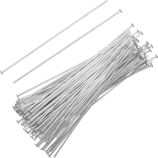 100 Sterling Silver Head Pins Hat Stick Pin Part Findings 2" 22 Gauge {1}