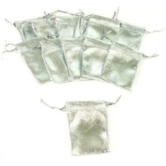 12 Pouches Silver Gift Bags Drawstring Jewelry Favor 2" {1}