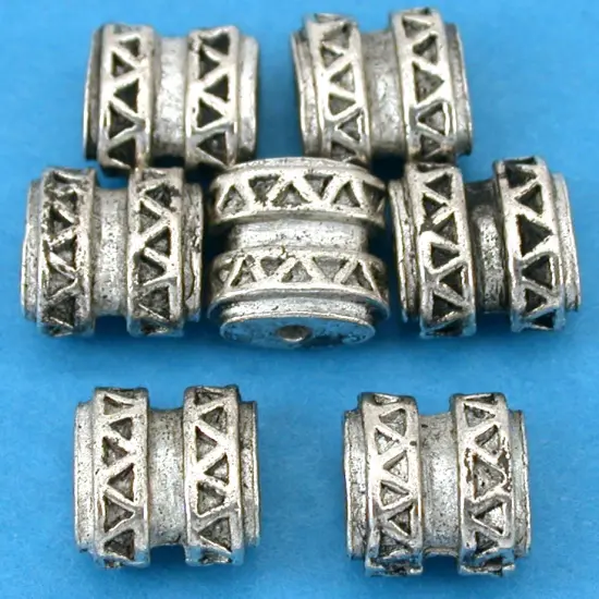 15g Bali Oval Barrel Beads Antq Silver Plt 9mm Approx 6 {1}