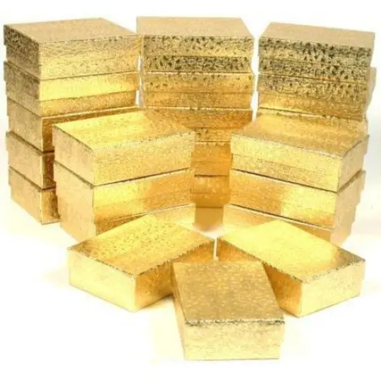 24 Gold Cotton Jewelry Gift Boxes Pocket Watch Displays 3.25" {1}