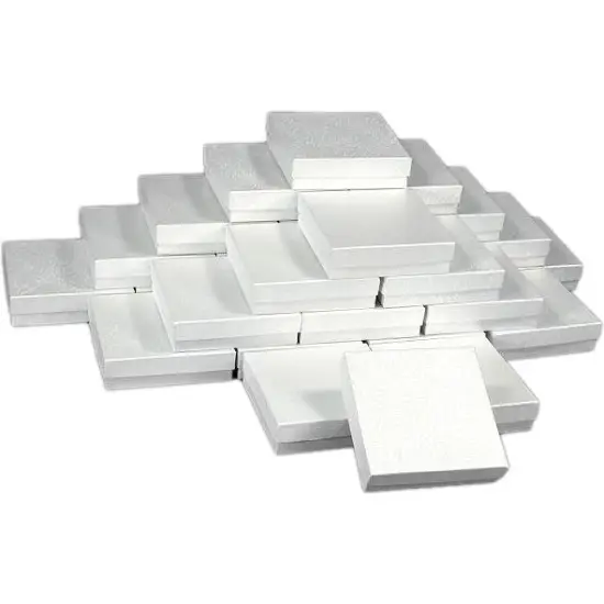 25 White Swirl Cotton Boxes Watch Bracelet Gift Displays 3.5" {1}