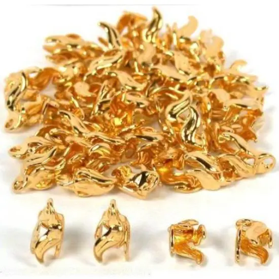 40 Gold Plated Bead Caps Necklace Chain Bail Charms {1}
