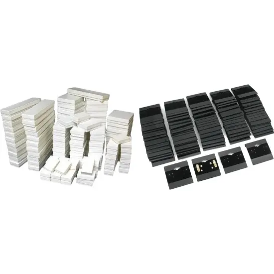 White Gloss Cotton Filled Jewelry Gift Box & Earring Display Cards Kit 200 Pcs {1}