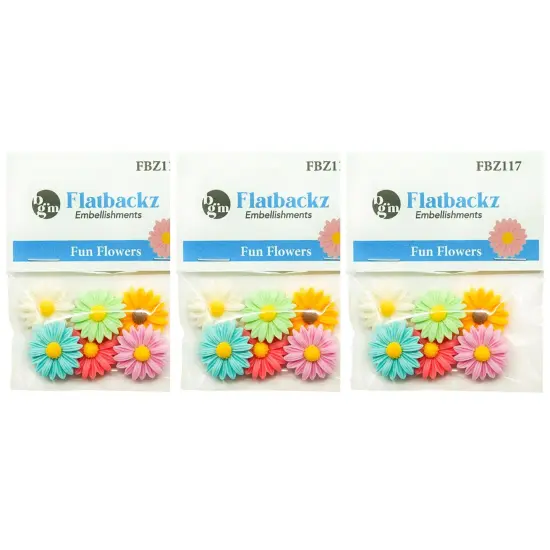 Buttons Galore Flatback Embellishments for Crafts - Fun Flowers - 18 Pieces {5}