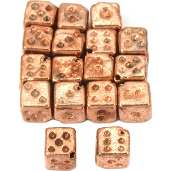Dice Cube Beads Copper Plated Beading 7mm Approx 15Pcs {1}