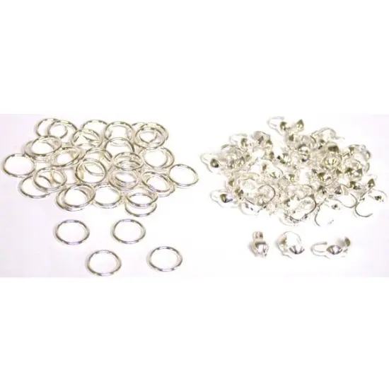 80 Bead Stringing Parts 40 8mm Rings &40 Tips {1}