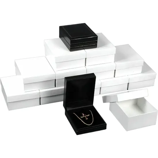 12 Pendant Earring Boxes Black Leather Gift Display Box {1}