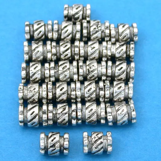 15g Bali Tube Beads Antq Silver Plated 6.5mm Approx 20 {1}