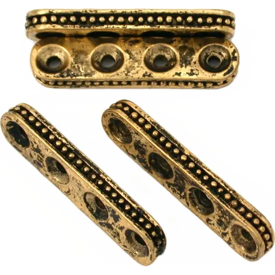 4 Hole Spacer Bali Beads Antique Gold Plt 31mm Approx 4 {1}