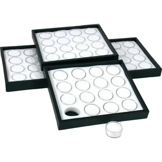 4 16 White Gem Jars Display Inserts & Stackable Tray {1}