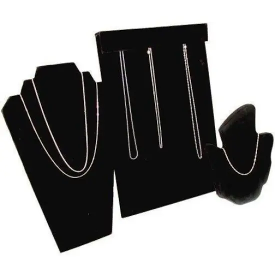 3 Black Diamond Necklace Display Bust Easel Stand New {1}