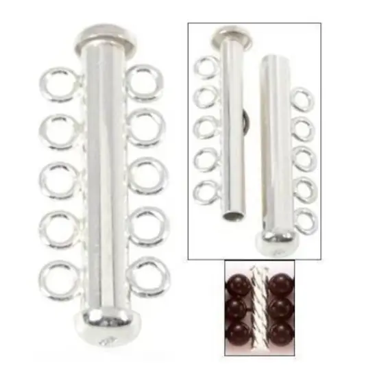 5 Strand Tube Clasp Sterling Silver Necklace Bracelet {1}