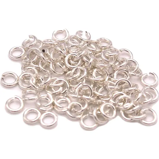 4mm Open Jump Rings 20 Gauge Silver Plated (100) {1}