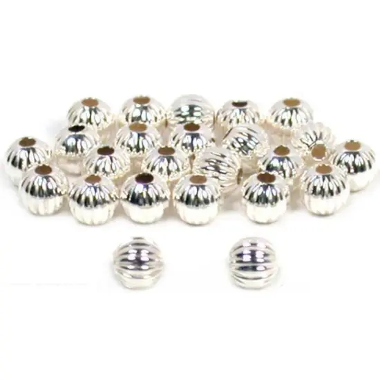24 Corrugated Beads Sterling Silver Beading Jewelry 3mm {1}