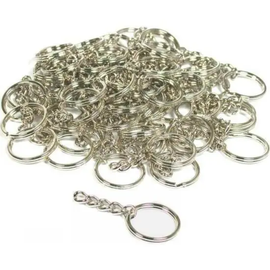 50 Key Chain Wallet Parts Nickel Plated Craft Findings 32mm {1}
