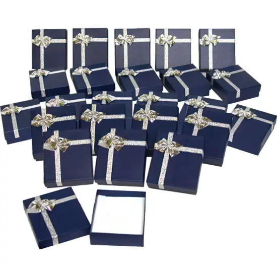 24 Blue Bowtie Pendant & Earring Display Gift Boxes {1}